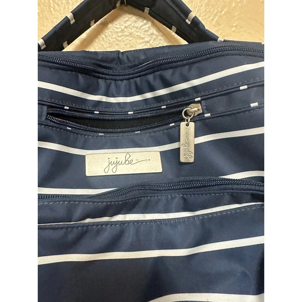 JuJuBe Diaper Bag Navy White Stripe Mommy‎ Tote Messenger Bag with Changing Pad